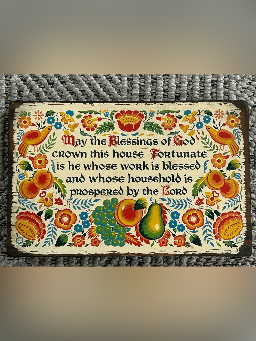 Pennsylvania Dutch folk art wall plaque House Blessing